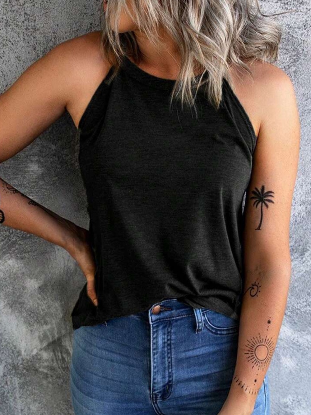 Black Highneck Tank Top